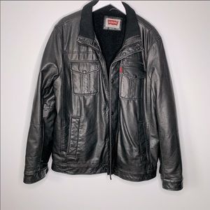 Levi's Vegan Leather Bomber Black Jacket, XL